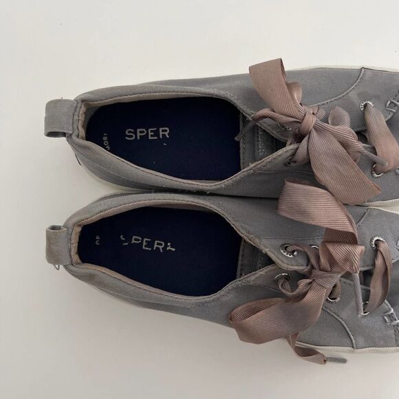Sperry Top Sider Ribbon Laced Boat Sneakers Gray Women’s 8.5 - Picture 10 of 13